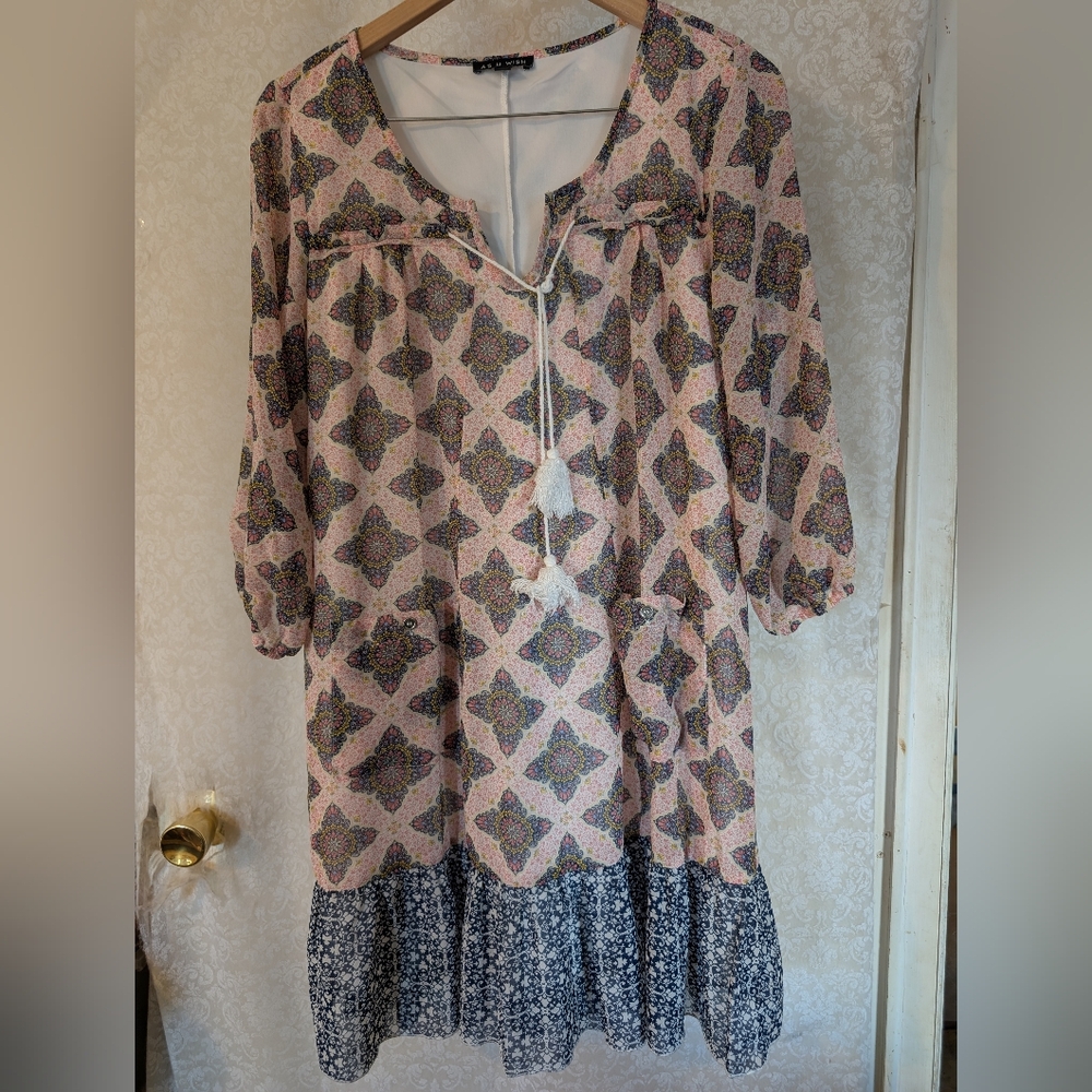 As U Wish‎ BOHO Mini Dress Sz. Large